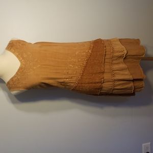 Dress Free Size Brown Boho India Sleeveless Embroidered Festival